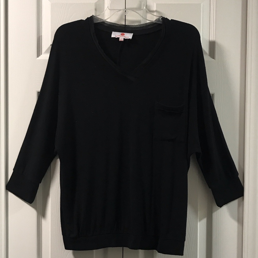 Samantha  Black Long Sleeve Dolman Women's Top